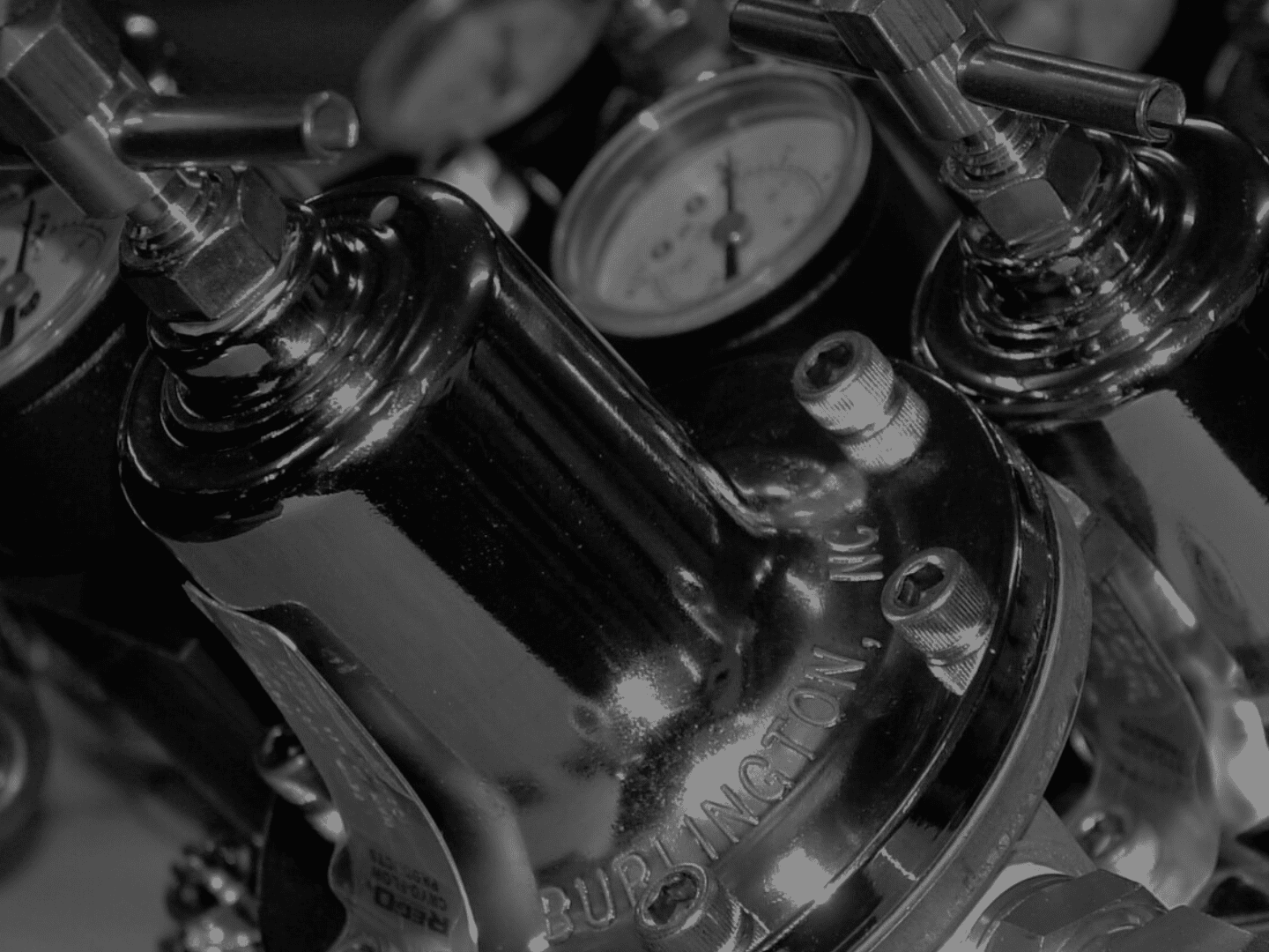 BSL gas regulators in black and white
